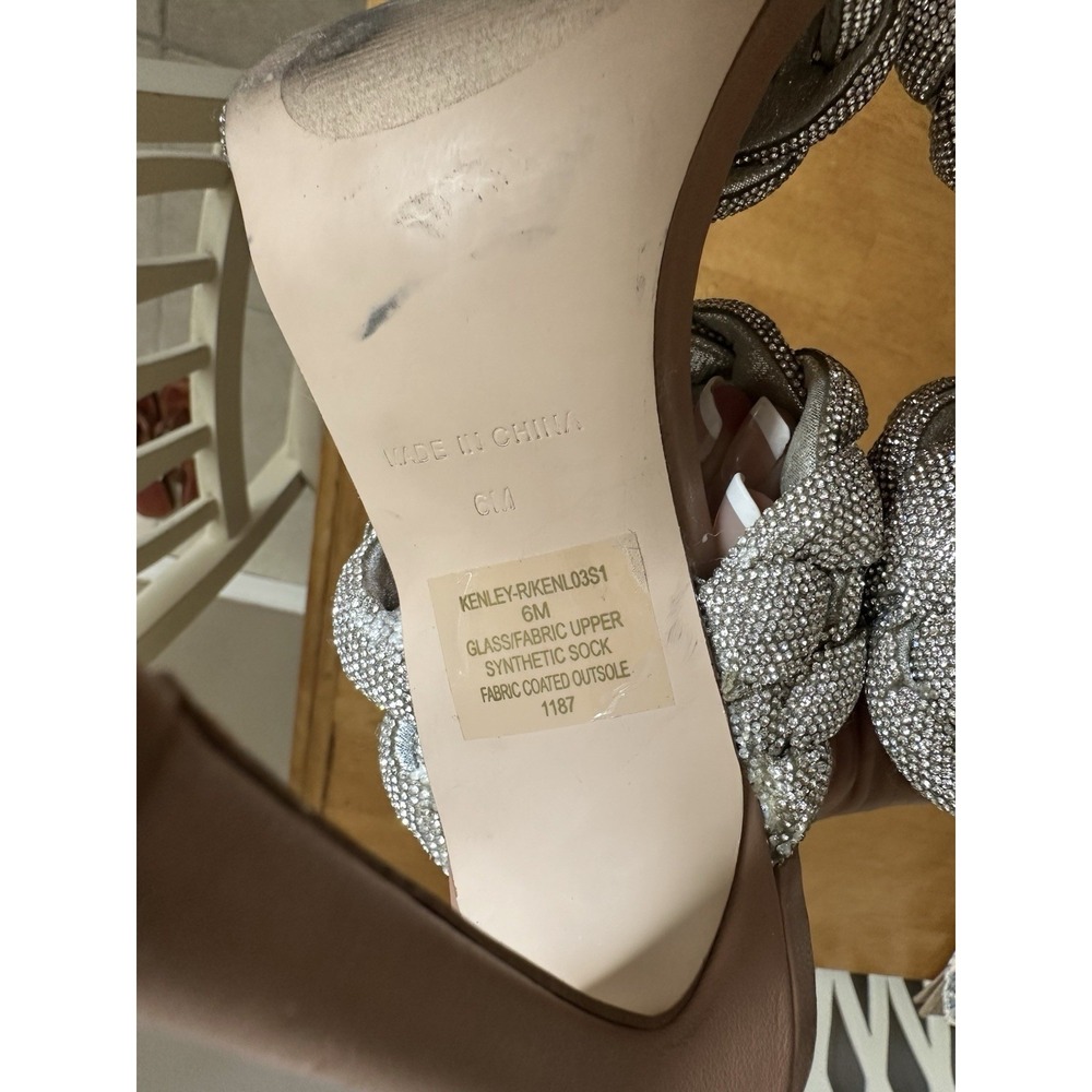 Steve Madden Women's Kenley High Heels Slip-on Sandal Rhinestone Tan Size 6M - Picture 11 of 11